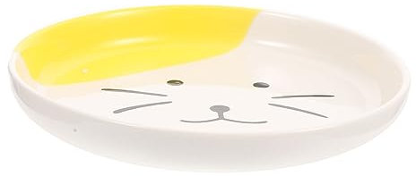 Didiseaon Bol Céramique pour Chat Design Ludique Anti-Renversement Assiette Plate pour Nourriture Humide Facile à Nettoyer Résistant Et Réutilisable pour Propriétaires Animaux Sensibles