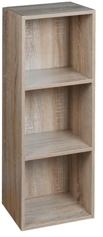 URBNLIVING Tier Wooden Bookcase Shelving Display Storage Shelf Unit Wood Shelves (Antique Oak, 3 Shelf)