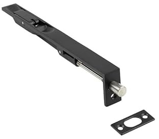 Golden Grace Concealed Security Flush Door Bolt, Matt Black, 150mm | Includes screws and strike plate for quick installation on double or French doors, utilizing heavy-duty metal hardware.
