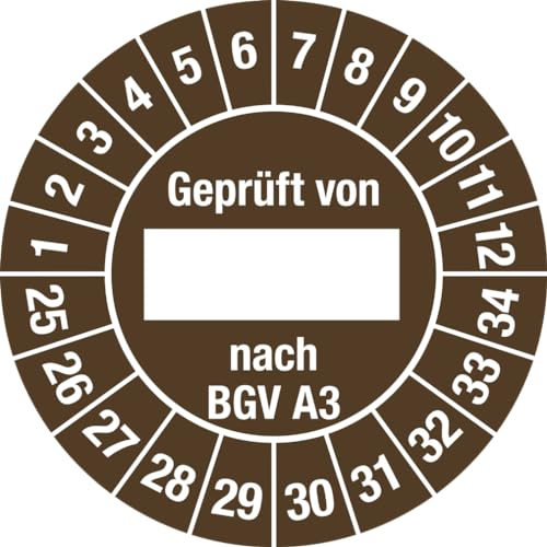 Dreifke® Prüfplakette Geprüft von nach BGV A3 2025-2034, Folie, Ø 30 mm, 500 Stück