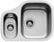 ARA CHOICE Twin 1.5 Bowl Stainless Steel Reversible 2 Double Kitchen Sink Left Hand Small Bowl Drainer Waste Plumbing Kit with Drainer & Inset Wastes Set
