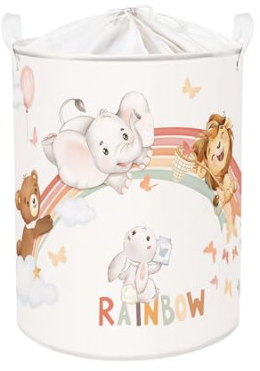 Clastyle Ceste Biancheria Bambini Animale Addormentato Cestino Giocattoli Vestiti Impermeabile per Ragazzo Ragazza Cestino Portaoggetti per Bagno Cameretta Bucato, Arcobaleno, 40 * 50 cm