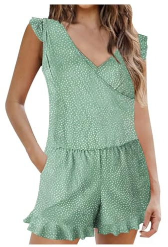 Built in Bra Swimsuit Women Swimming Costume Detachable Bra Cup One Piece Bathing Suit Built-in Bra and Leggings Swim Romper Beachwear V Neck Sleeveless Ladies Swimming Costumes for Women Green