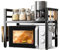 UCAMP Support de Four À Micro-Ondes Extensible,Support Extensible en Métal Four À Micro,Etagere Rangement Cuisine Four À Micro Ondes,Support pour Micro-Ondes,Support Micro Onde avec 6 Crochets