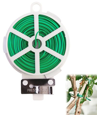 Fil Jardinage Vert Fil d'Attache pour Plantes de Jardin Fil de Fer Jardin Fil de Serrage pour Jardin Livré avec un Endroit pour Couper Fil de Fer de Jardin Liens de Câble en Métal Polyvalents 30 m