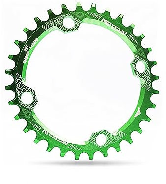 Plato De Bicicleta 104BCD, Plato Ovalado Estrecho Y Ancho, 32T 34T 36T 38T Rueda De Cadena Única De Aleación De Aluminio para Bicicletas De Una Sola Velocidad BCD De 104 Mm,Verde,32T