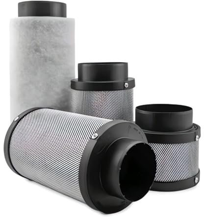 Weedness Airontek Filtro ai carboni attivi Grow 140 m³/h 100-120 mm 12 cm – Anti odore – Filtro di scarico per interni ed esterni