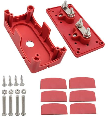 perfeclan Generischer Stromverteilungsblock, 300 A, Sammelschienen-Anschlussblock, staubdicht, mit Bolzen, Sammelschienen-Klemmenblock für Wohnmobile, Autos, Rot M6