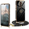 Handykette Hülle für Redmi Note 8 Pro mit Band, Redmi Note 8 Pro Handyhülle mit Kette Galvanisierte Kratzfest Schutzhülle zum umhängen Silikon Stoßfest Cover mit kordel Case mit Herz Love Design