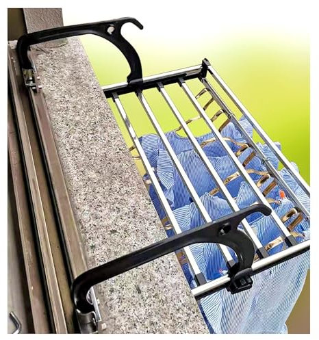 CLLBANT Stendibiancheria Regolabile, Appendiabiti per Balcone e Finestra, Stendibiancheria per Scarpe da Esterno, Stendibiancheria, Appendiabiti Pieghevole Multifunzionale per perseguire la Felicità