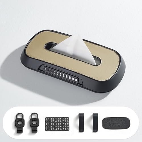 MSMDG Car Tissue Holder for Audi A6 C7 4G S6 RS6, Car Tissue Box with Number Plate Leather Design Versatile, Durable Car Tissue Holder,B/Beige