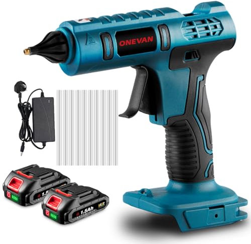 Hot Glue Gun Cordless Hot Melt Glue Gun - 100W Battery Glue Gun for Crafting, Quick Heating Hot Glue Gun with 10 Pieces Glue Sticks 11 mm, for DIY