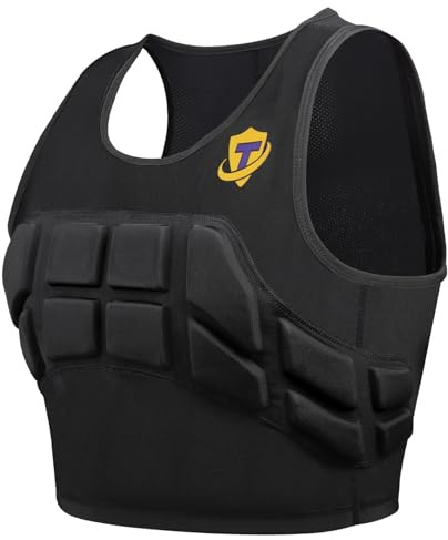 TUOY Women Padded Compression Vest, Impact Vest for Women, Chest Breast Rib Protection Vest for Sports, Karate, Football, Basketball (Large)