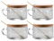 Hniuyun 4Pcs Vintage Coffee Mugs, 400Ml Glass Tea Cups with lids and Spoons, Clear Embossed Glass Cups for Cappuccino, Latte, Cereal, Yogurt, Milk, Christmas Thanksgiving Gifts