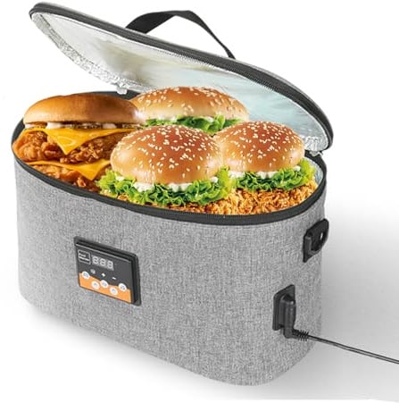 Pongnas Portable Oven, 12V Car Food Warmer Mini Portable Electric Heating Lunch Box with Digital Display Temperature Preset 8L for Work, Travel, Camping, Picnic, Black