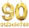 Geburtstagskerzen Zahlen 90, 5cm 3D Gold Geburtstagskerzen, Kerzen Geburtstag, Zahlenförmige Kerze, Tortendeko Geburtstag für Geburtstag Party, Hochzeiten, Jubiläen, Birthday Candle Nummer 90