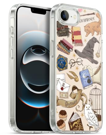 Head Case Designs Officially Licensed Harry Potter Hogwarts Pattern Deathly Hallows XXXVII Gel Case [Military Grade Protection] Compatible with Apple iPhone 16e and Compatible with MagSafe