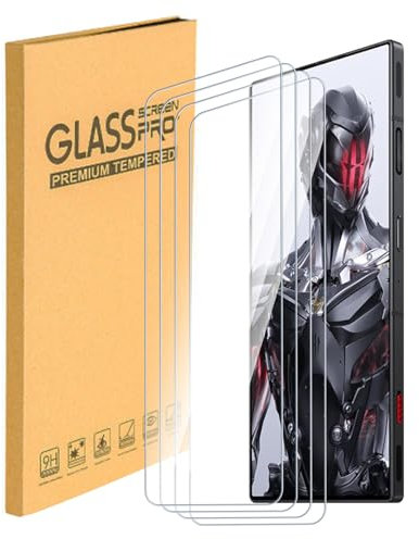 4-Pack Tempered Glass Screen Protector Compatible with ZTE Nubia Red Magic 8 Pro, 9H Hardness, Ultra Clear, Anti-Scratch, Easy Installation, Case Friendly, Touch Sensitive