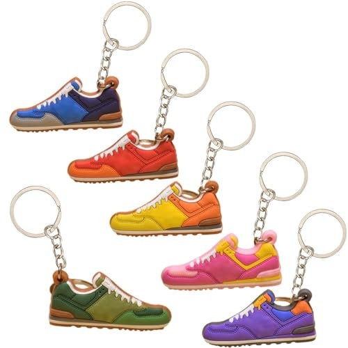 AKJAXQU 6Pcs Mini Sneaker Schlüsselanhänger, Sport Schuh Schlüsselanhänger für Damen, Geburtstagsfeier-Werbegeschenke für Jungen Mädchen