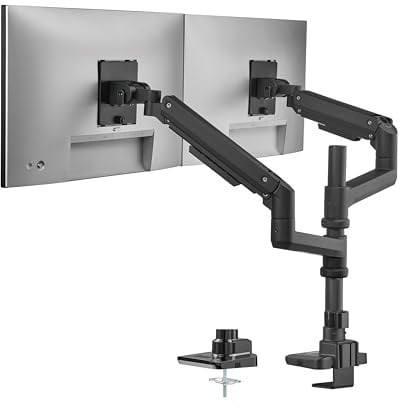 Xantron PRO-P2GS Monitor Halterung 2 Monitore – übereinander platzierbar / 17-49“ höhenverstellbarer Dual Monitor Arm/VESA 75x75 und 100x100 / Klemm-Montage mit Quick-Release bis 20 kg je Arm