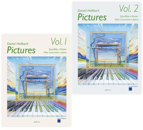 Pictures für Querflöte und Klavier Band 1 und Band 2 (ACM 221, ACM 231) + Pflegetuch aus Mikrofaser - Starterset