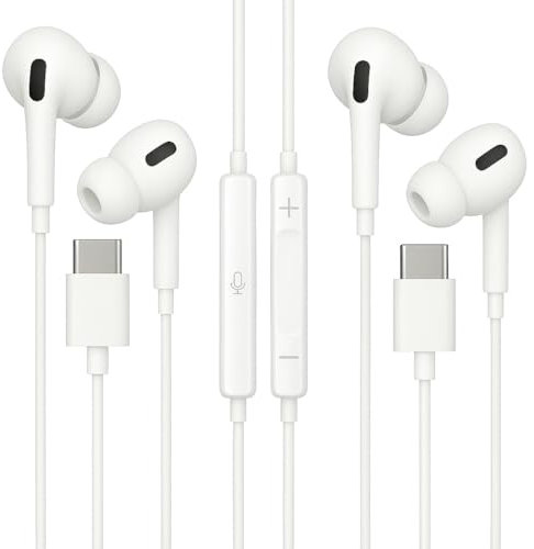 KP TECHNOLOGY In-Ear Earphones for Xiaomi Redmi Note 14 4G / 5G / Note 14 Pro 4G / 5G / Note 14 Pro+ 5G, Wired Headphones, Earbuds with USB Type C Interface (2PACK JH-081)