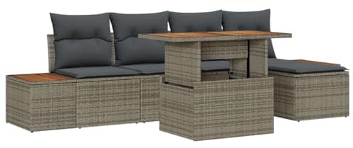 vidaXL Garten-Sofa-Set 6 STK. Grau Poly Rattan