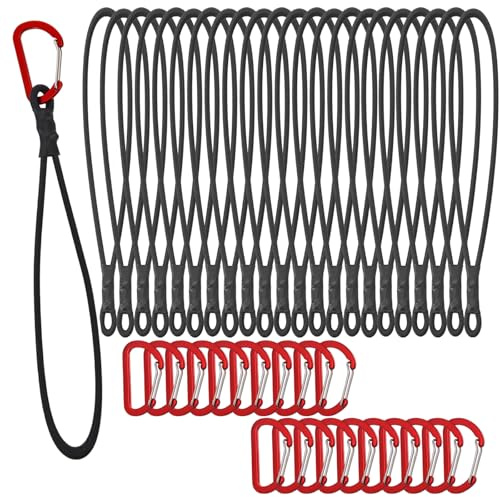 XHTXHT 20 Stück Spanngummi mit Haken,25cm Expander mit Karabiner Hochwertige Gummispanner mit Haken fur Camping Outdoor Ladungssicherung Planenspanner Gummispanner Zeltzubehor