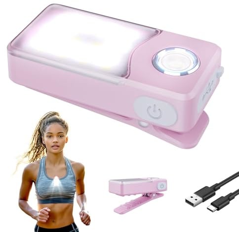 UMIONE USB-C wiederaufladbares Lauflicht, 3 Helligkeitsstufen, Spot und Flood 2-in-1, IPX7 wasserdichte kompakte LED-Taschenlampe für Nachtwanderung, Arbeit, Jogging, Camping(Farbe Rosa)
