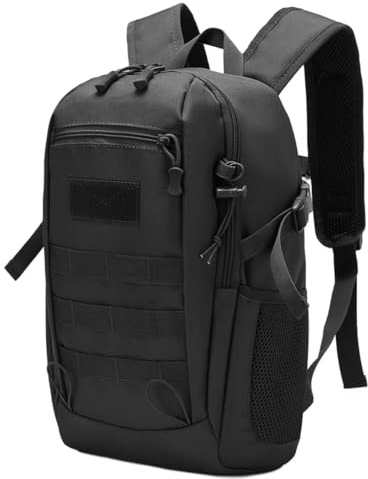 Vmokki Klein Wanderrucksack 8L Taktischer Rucksack mit Molle Brustgurt Rückenbelüftung Damen Herren Teenager Wandern Reise Camping Trekking Outdoor Rucksäcke Wasserdicht (Schwarz)