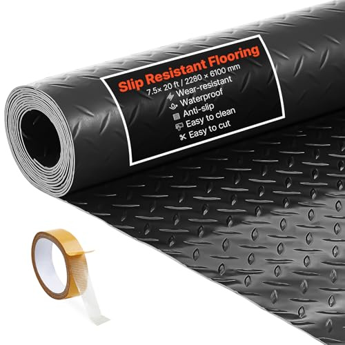 VEVOR Tappeto Rivestimento da Pavimento in PVC 2,28 x 6,1 m, Tappetino Protettivo per Pavimento in PVC Diamantato Spesso 2,2 mm con Nastro Biadesivo, Antiscivolo, Facile da Pulire per Magazzini