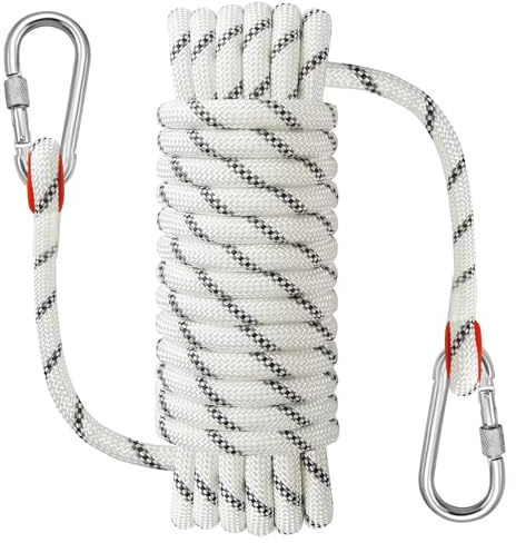 NorthPada Kletterseil Haken aus Nylon für den Außenbereich, 12 mm x 10 m, Reflektierend Weiß, Schwimmend, für Klettern, Baumpflege, Schaukeln, Bootfahren, Angeln, Rafting, Wandern und Baumpflege