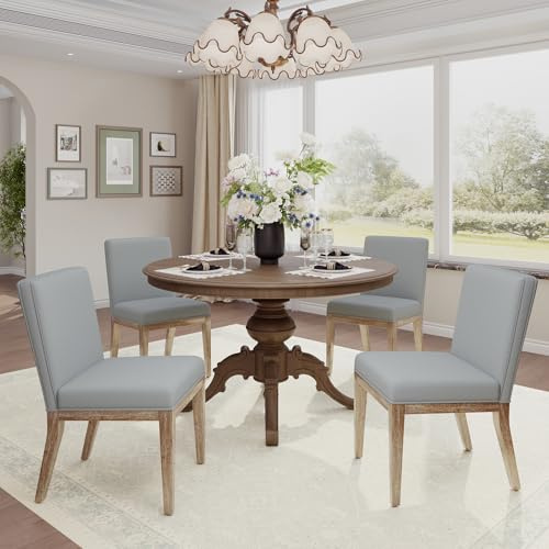 COLAMY Esszimmerstühle 4er Set, Moderne Esszimmerstühle mit Stoffbezug, Küchenstühle im Landhausstil für Restaurant und Wohnzimmer, Grau