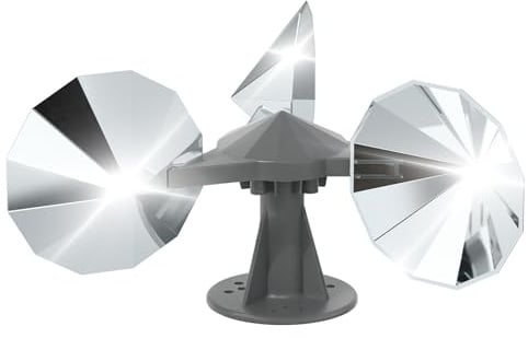 OFFO Windrad Vogelabwehr, Taubenabwehr Windspiel Specht Abwehr, 360°Reflexion Bewegliches Vogelschreck, Kunststoff Basis für Fassade, Balkon, Garten, 1Stück.