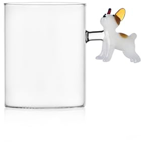 Ichendorf Milano Mug French Bulldog, Collezione Dogs, 45 cl, Vetro Borosilicato, Fatto a Mano