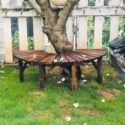 Gaommini Garten-Baumbank, Gartenmöbel, Sitzstuhl, Hof, Terrasse, Sitzbank, umlaufender runder Baumsitz – Freizeitbänke mit Holzlatten, Gartenhocker(Half Round)