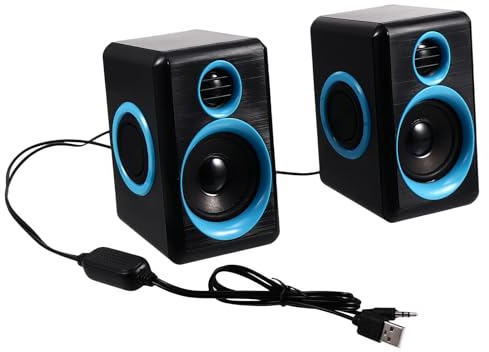 ULTECHNOVO Mini Enceinte USB pour Ordinateur Portable et Bureau, 2 Pièces, Son Puissant, Design Élégant en Abs et PU, pour Usage à Domicile Bureau