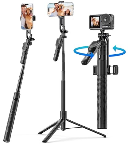 ORICO 175cm Stativ Selfie Stick Aluminium 360°mit Abnehmbarer Fernbedienung | Neigbarer Handyhalter & stabiler Standfuß – perfekt für Gruppenbilder, Vlogs, Live-Streaming & Reisen