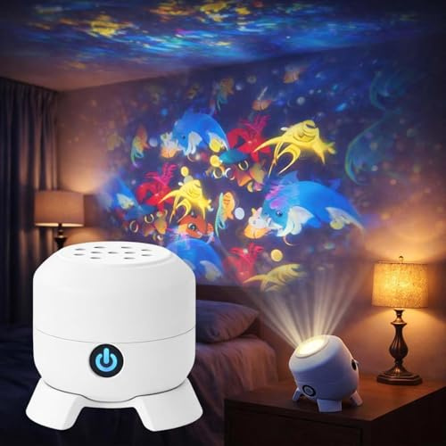 Generico Proiettore di Luce LED Rotante Dinamico per Bambini, Proiettore LED Rotante Dinamico, Dimmerabile, Proiettore per Bambini per Camera da Letto, Calma e Relax (Oceano,Ricaricabile)