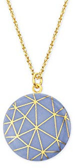 lille mus Halskette mit Porzellan-Anhänger GEO - Blau/Gold Porzellanschmuck Kette