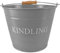 Small Metal Fireside Kindling Bucket with Wooden Handle - Diameter of 23cm (9) - Grey Finish