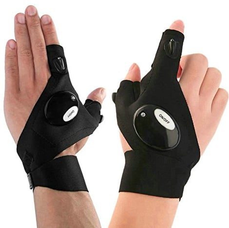 GuDoQi Flashlight Gloves - Outdoor Fishing & Work Gloves with Light for Repairing, Working in Darkness Places, Fishing, Camping and Hiking