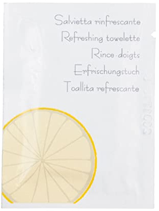 Fackelmann 10 Stück Zitrusfrüchte | Frisches Zitronen-Finish, praktisches Einzelformat, 15 Fingerspülungen, Papier und Aluminium, 5,9 x 8 cm