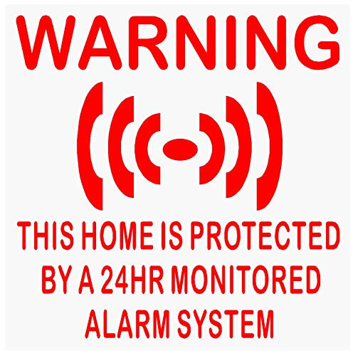 6 x Stickers Home Protected for Windows Monitored Alarm Security System Signs 24hr Warning House Flat Business Property Self Adhesive Vinyl Red onto Clear