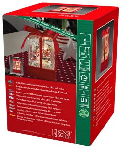 Konstsmide LED Weihnachtspresent mit Weihnachtsmann & Schneemann, wassergefüllt, 5h Timer, warm weiße Diode, batteriebetrieben, Innen - 4352-550
