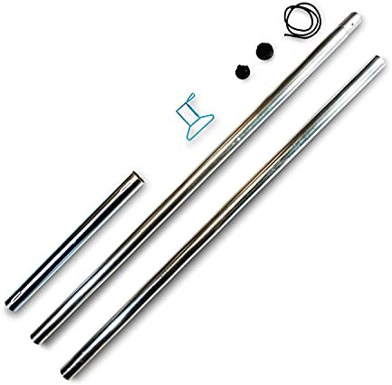 sunprotect 83203 Stahlmast-Set für Sonnensegel, 2-teilig, zerlegbar, Höhe 2,5 m, Ø 5 cm, Wandstärke 15 mm, silberfarben (4er Pack)