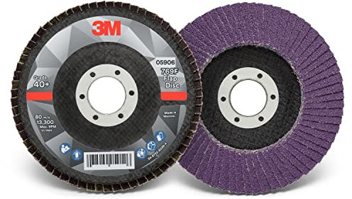 3M Disco lamellare 769F, T29, abrasivo ad alte prestazioni, grana ceramica a forma di precisione, 40+, 4 1/2 x 7/8, confezione da 10