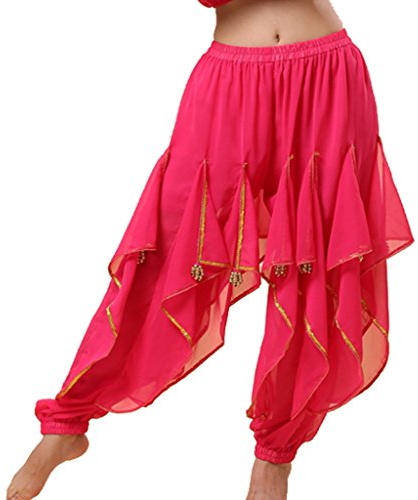 Baisdan Haremshose, Bauchtanz-Kostüm, Indien, arabischer Tanz, Stammeshose, gewellte Hose, rose pink, Einheitsgröße