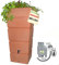 Regentonne Regenfass Ecktonne Regenspeicher Regenwasserbehälter mit Fallrohrfilter, Regenfilter T33 Zink-grau FROSTSICHER Moderne Eck-Regenwassertonne mit stabilem Deckel als Pflanzschale