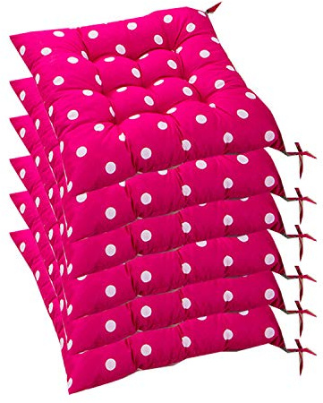 AGDLLYD Basic Lot de 6 Coussins d'assise de Chaise de Jardin/Coussin de Siège de Jardin en Polyester pour Intérieur et Extérieur, 40x40x8 cm– Rembourrage épais (Rose)